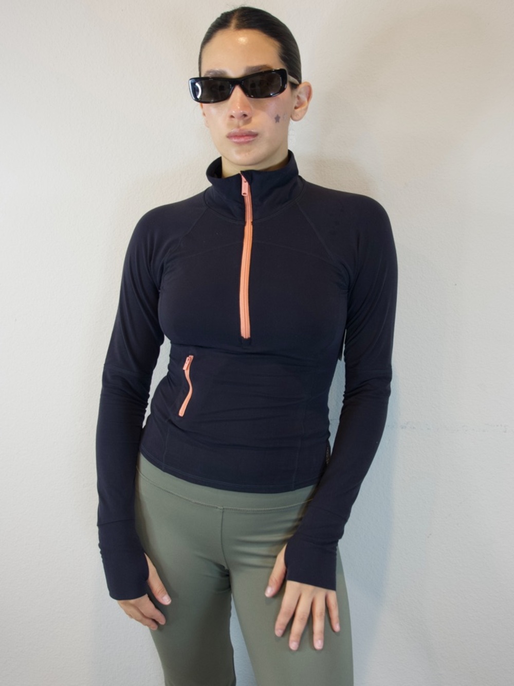 Free People Movement Back Into It Quarter-Quarter Zip Black Pullover Jacket